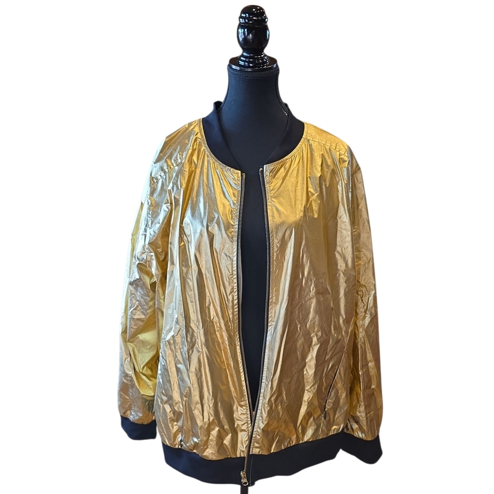 Xersion Gold and Black Bomber Jacket with Metallic Finish